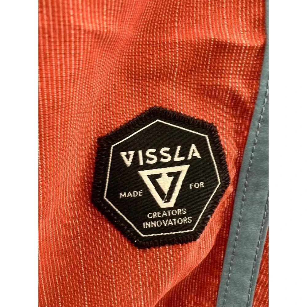Vissla Mens Board Shorts 32 Rust Orange Beige Blue Colorblock Surf Swim Trunks